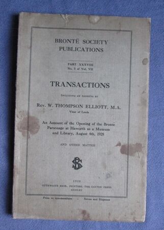 Brontë Society Transactions Part XXXVIII No. 3 of Vol VII 1928
 Image
