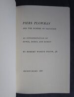 Piers Plowman and the Scheme of Salvation: An Interpretation of Dowel, Dobet and Dobest
 Additional Image