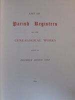 List of Parish Registers and Other Genealogical Works
 Additional Image