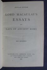 Lord Macaulay's Essays and Lays of Ancient Rome
 Additional Image