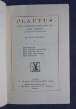 Plautus in Five Volumes: Volume I - Amphitryon, The Comedy of Asses, The Pot of Gold, The Two Bacchises, The Captives
 Additional Image