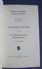 The Story of Willie Ellin - An Unfinished Novel by Charlotte Brontë in Brontë Society Transactions 1936 Part XLVI No 1 Volume IX
 Additional Image