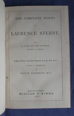 The Works of Laurence Sterne, New and Complete Edition With a Life of the Author Written by Himself and a Memoir by David Herbert
 Additional Image