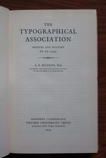 The Typographical Association Origins and History up to 1949
 Additional Image