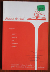 Studies in the Novel: Summer 2002 - Volume 34, Number 2
