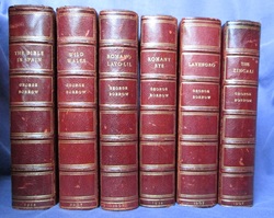 The Romany Rye, Lavengro, The Bible in Spain, The Zincali, Wild Wales and Romano Lavo-Lil - 6 volume set in half leather
