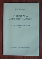 English as a University Subject: The F. R. Leavis Lecture 1965
