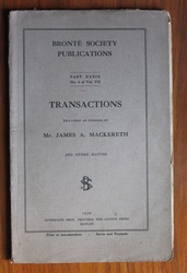 Brontë Society Transactions Part XXXIX No. 4 of Vol. VII 1929
